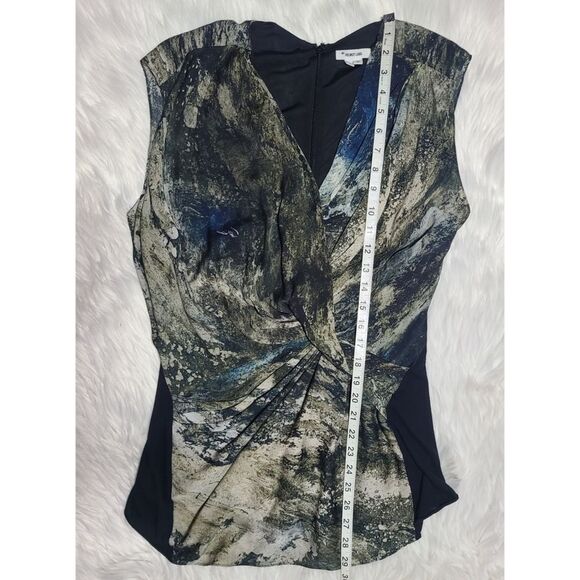 Helmut Lang|Silk Marbled Sleeveless Wrap Twist Top, MEDIUM - Picture 6 of 8